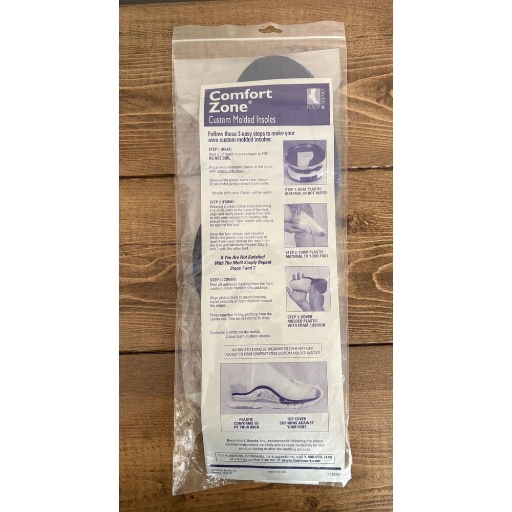 Comfort Zone Custom Molded Footbed Insoles Women's 8.5-10 Men's 5-8.5 New Vtg